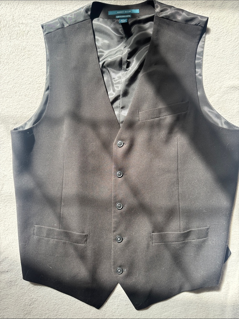 Perry Ellis Men's Black Five-Button Dress Vest